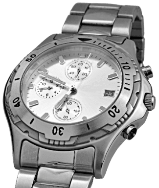 Automatic mechanical wrist watch shown from the side